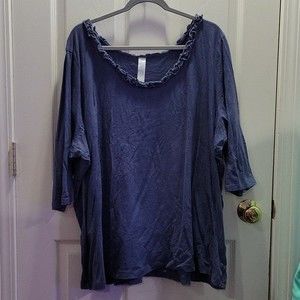 Double Ruffle Women's Plus Size Avenue Blue Top Size 30/32